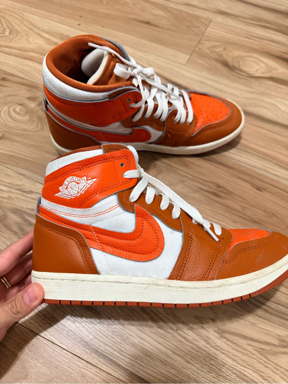 Jordan 1 Mid Orange/White Men's High-Top Sneakers